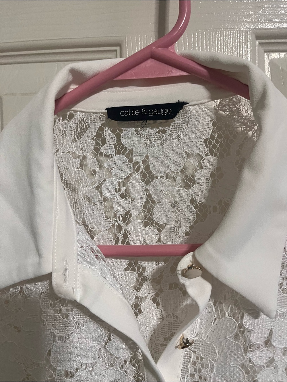 Cable & Gauge Full Lace Button-Up Top - Picture 3 of 8